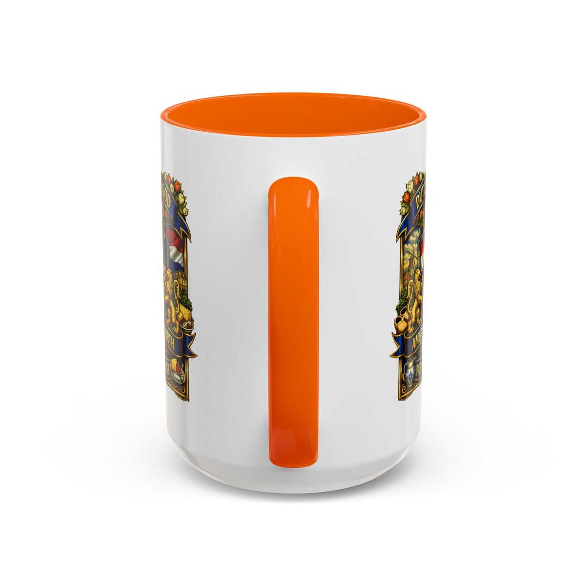 Dutch/American Pride Mug with Vintage Botanical Crest Design
