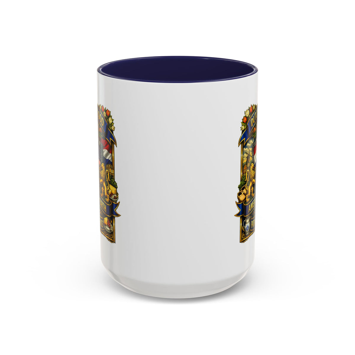 Dutch/American Pride Mug with Vintage Botanical Crest Design