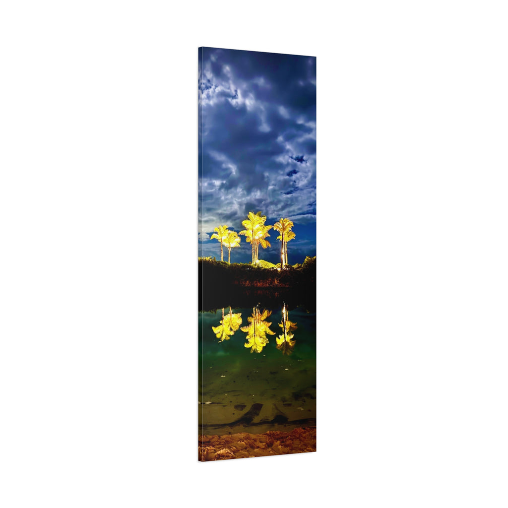 Palm Tree Reflection Matte Canvas Wall Art — Quanta Roo, Tropical Evening