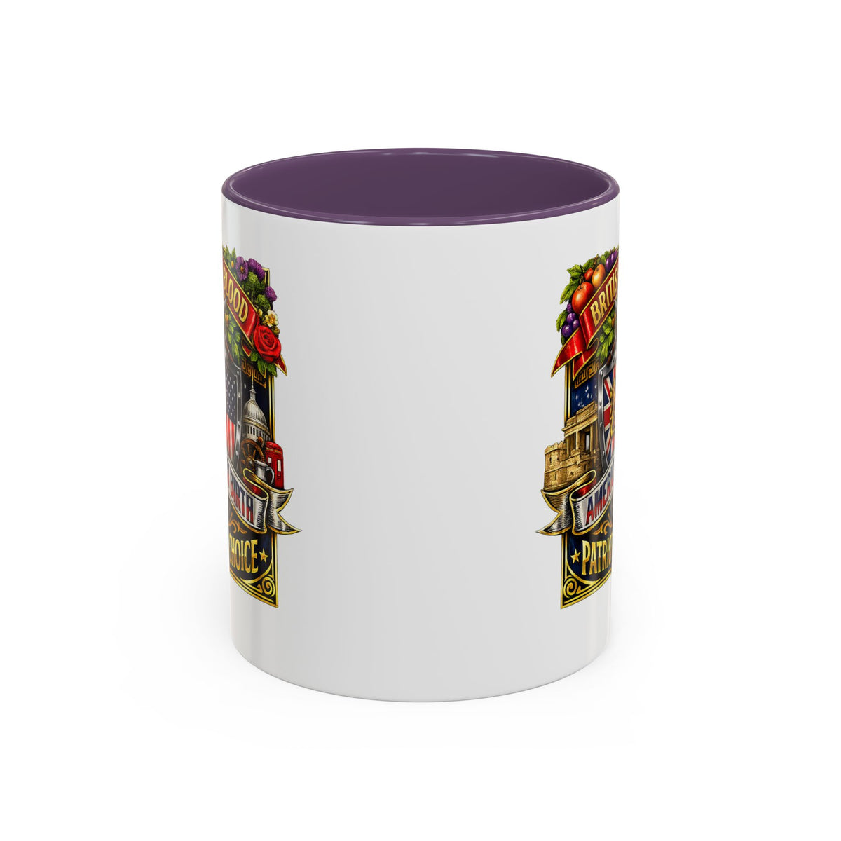 British Pride Coffee Mug — "British by Blood, American by Birth, Patriot by Choice" Patriotic Ceramic Mug