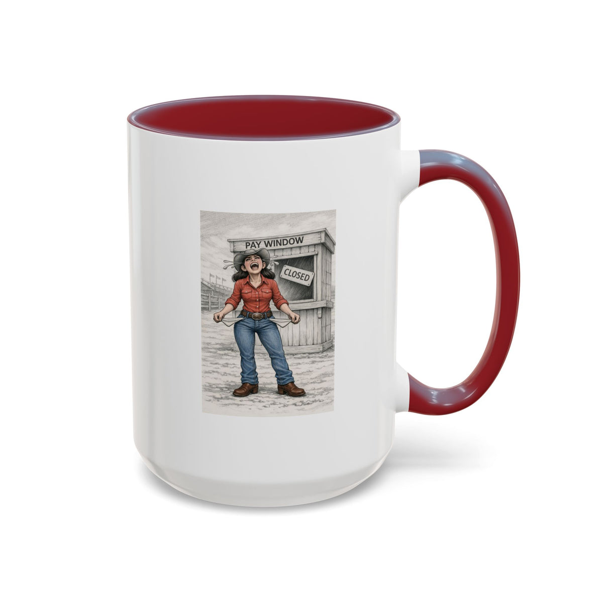 Out of the Money Barrel Racing Coffee Mug — Rodeo Cowgirl Accent Mug (11/15 oz)