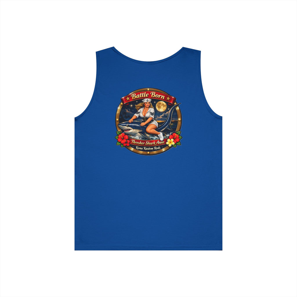 Vintage Pinup Surf Tank Top — 'Battle Born' Retro Beach Graphic