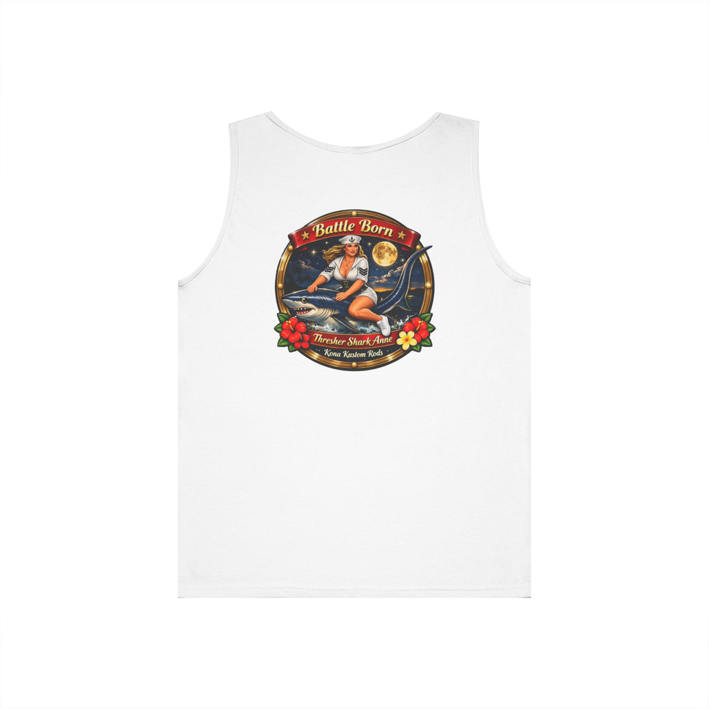 Vintage Pinup Surf Tank Top — 'Battle Born' Retro Beach Graphic