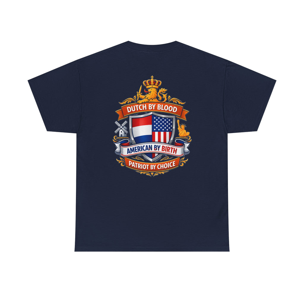 Dutch by Blood, American by Birth T-Shirt — Patriotic Netherlands USA Crest Tee