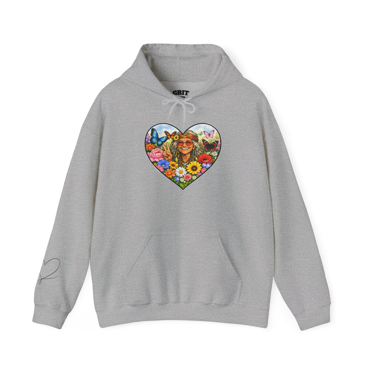 Heart Floral Hippie Hoodie - Vintage Flower Child Pullover
