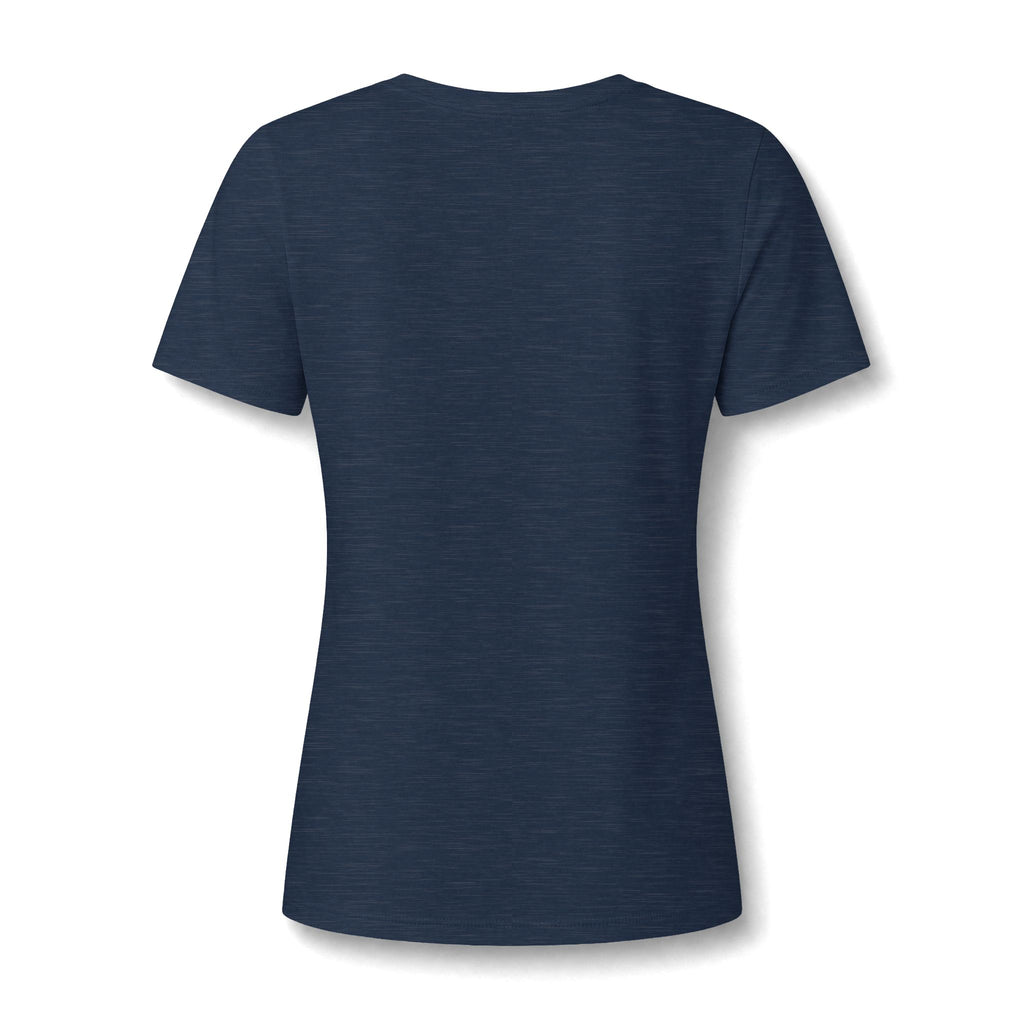 Women's V-Neck Tee — Floral Turquoise Bull Skull Graphic