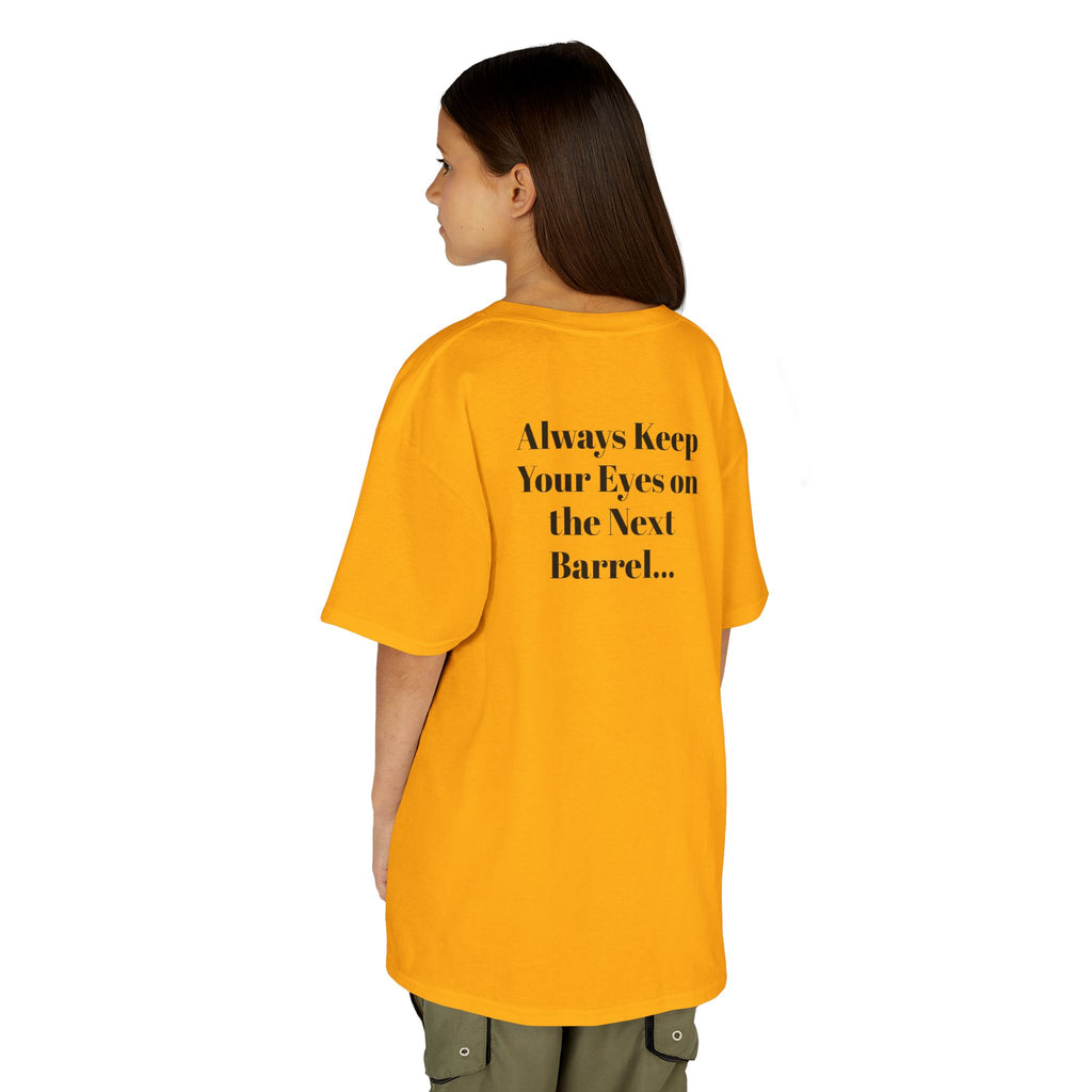 Kids T-Shirt — 'Always Keep Your Eye On the Next Barrel' Cowgirl Graphic