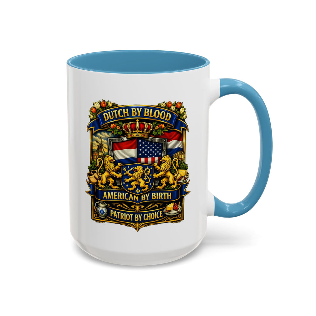 Dutch/American Pride Mug with Vintage Botanical Crest Design