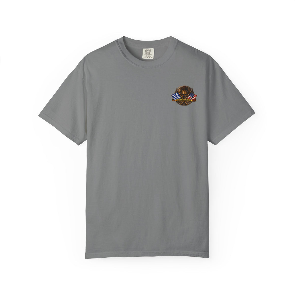 Greek American Heritage T-Shirt — Eagle Crest with Flags & "One Nation" Emblem