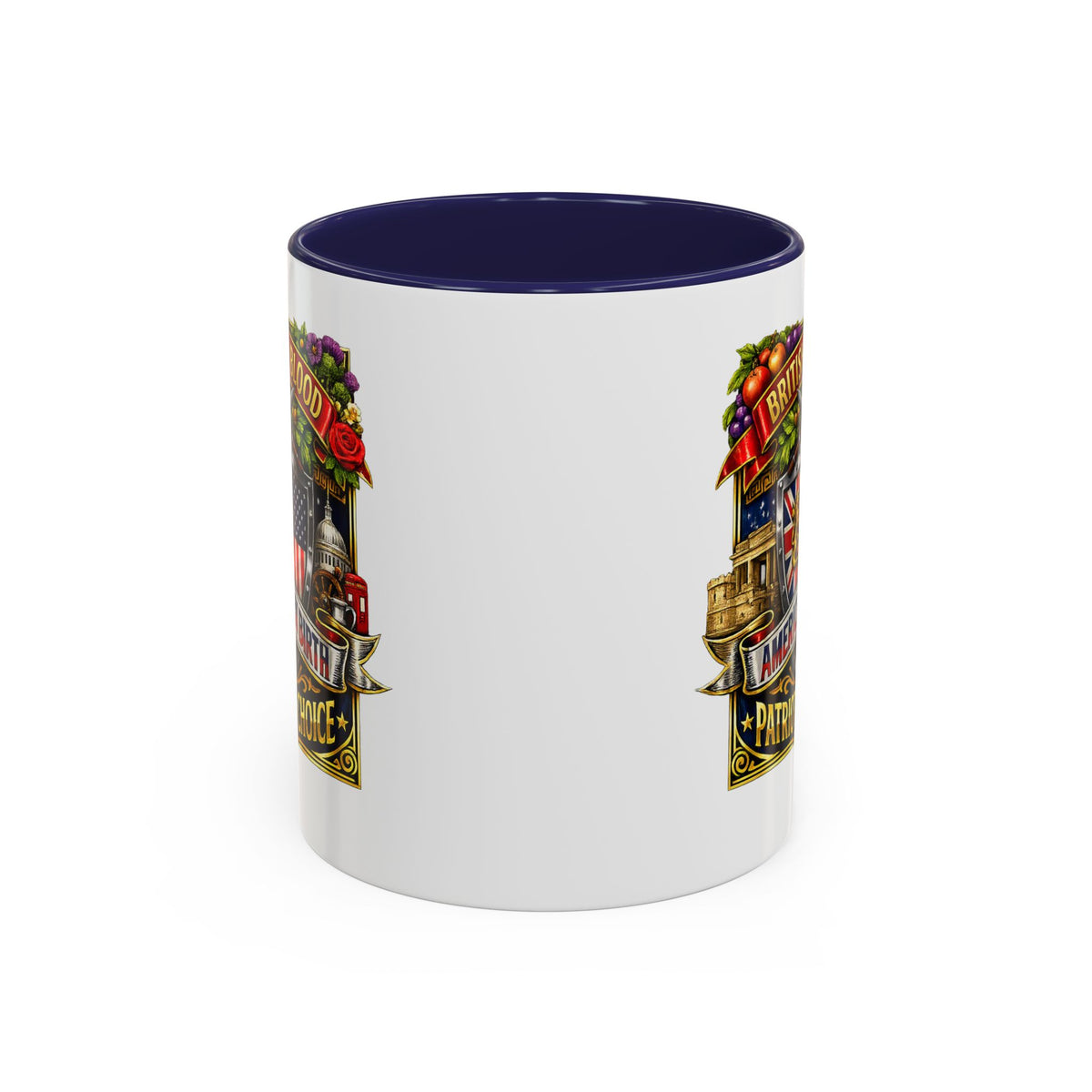British Pride Coffee Mug — "British by Blood, American by Birth, Patriot by Choice" Patriotic Ceramic Mug