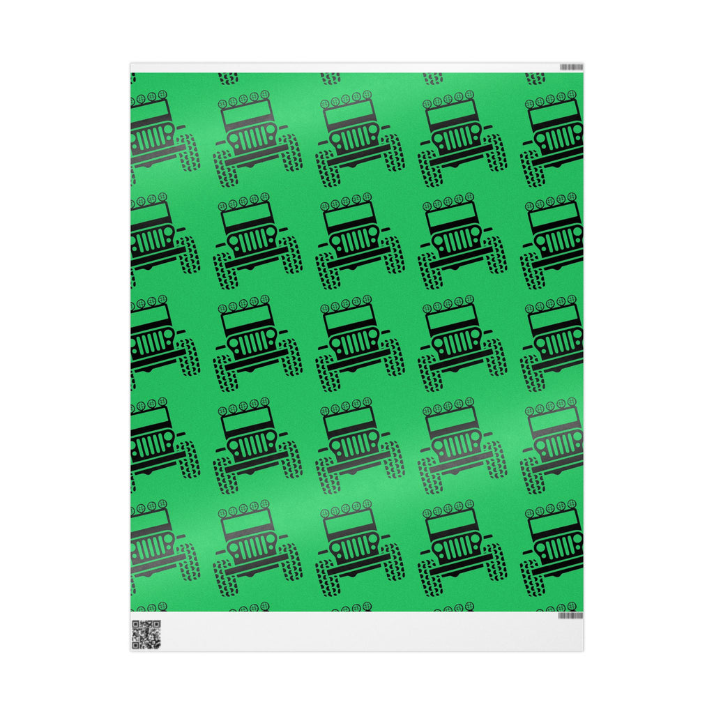 Green 4X4 offroad Pattern Wrapping Paper — Succulent-Themed Gift Wrap for Jeep Lovers