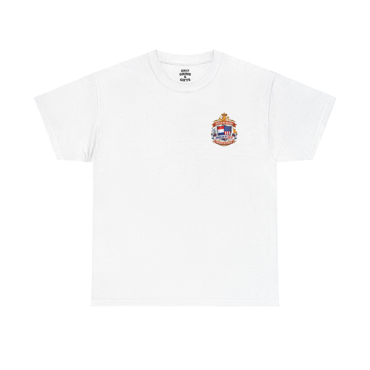 Dutch by Blood, American by Birth T-Shirt — Patriotic Netherlands USA Crest Tee