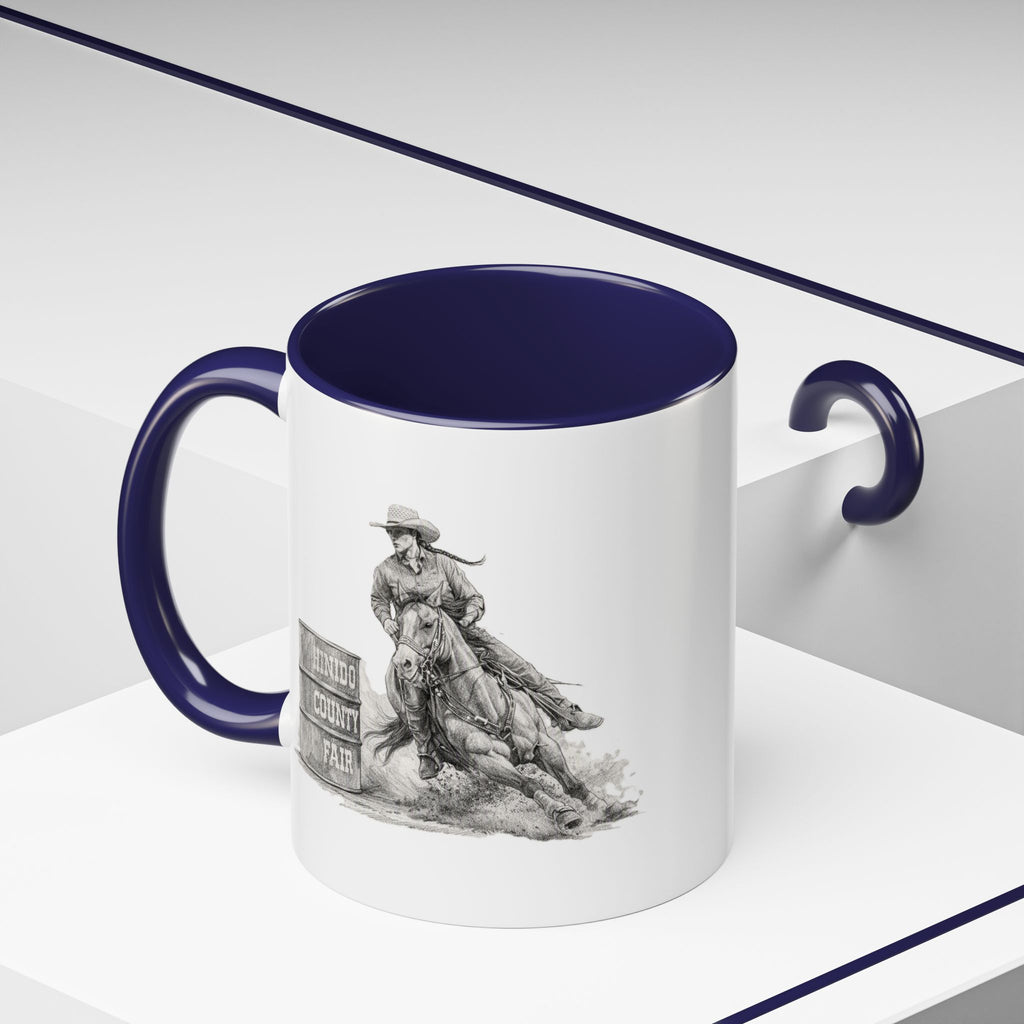Barrel Racing Coffee Mug — "Horse and Rider Focused on the Next Barrel"