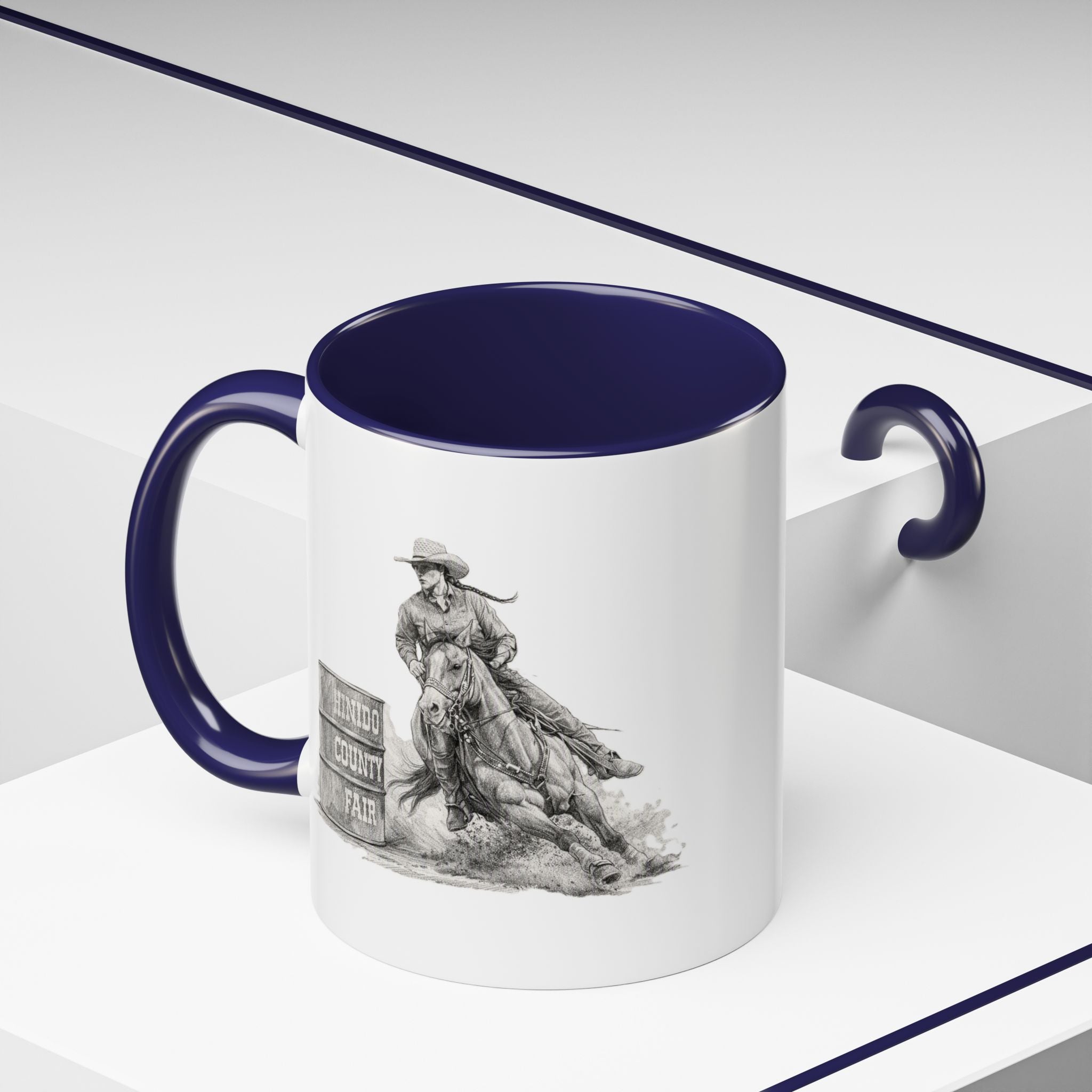 Barrel Racing Coffee Mug — "Horse and Rider Focused on the Next Barrel"