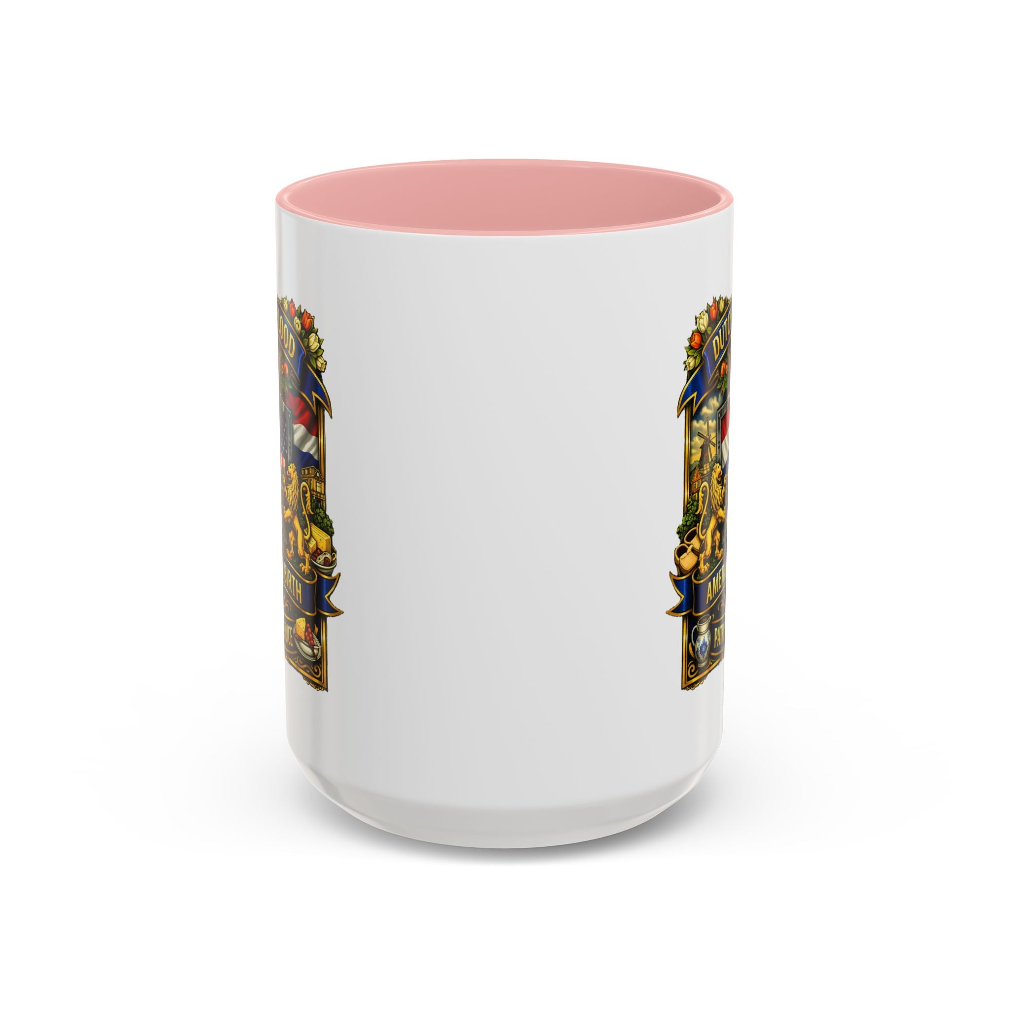 Dutch/American Pride Mug with Vintage Botanical Crest Design
