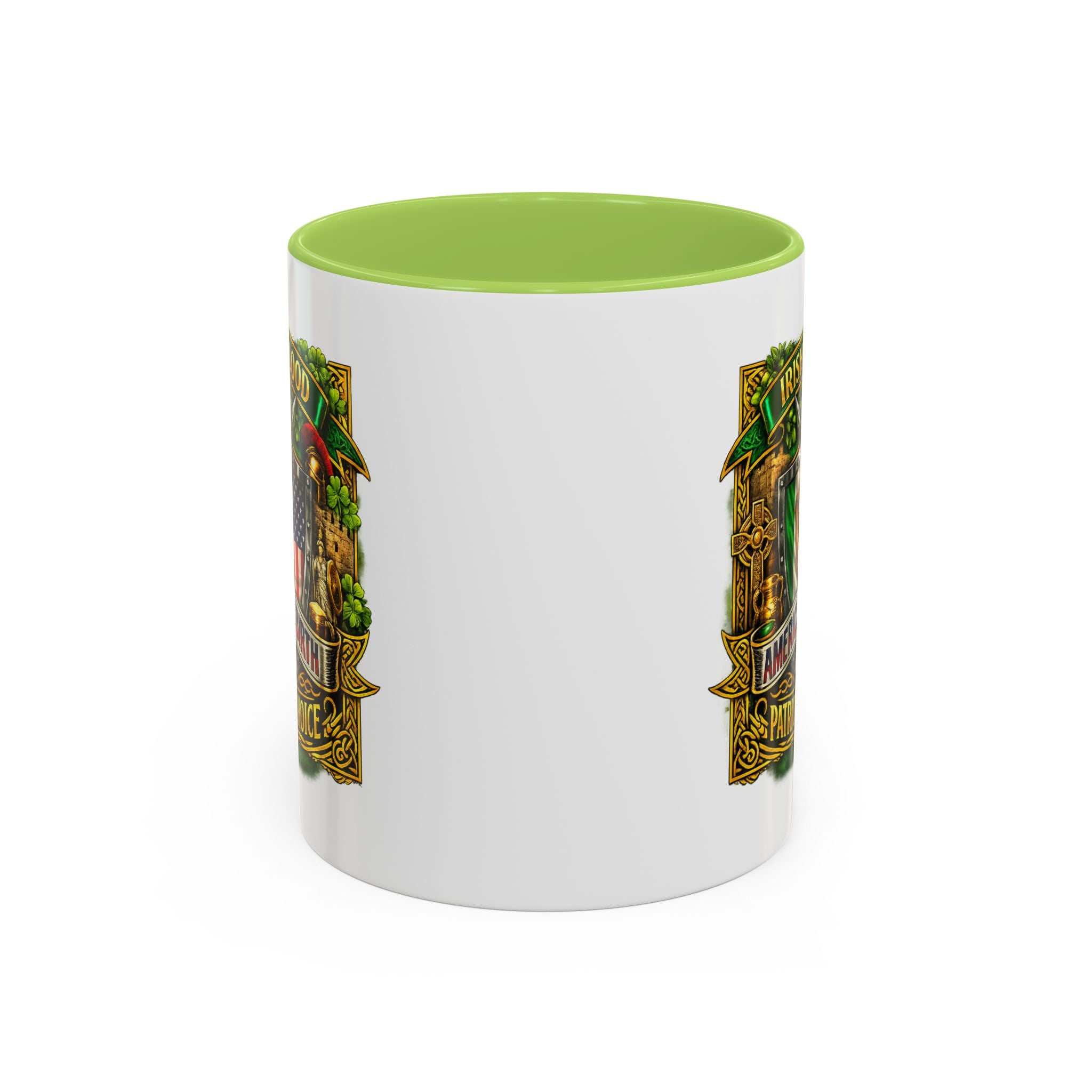 Irish Pride Coffee Mug — "Irish by Blood, American by Birth, Patriot by Choice" Patriotic Ceramic Mug
