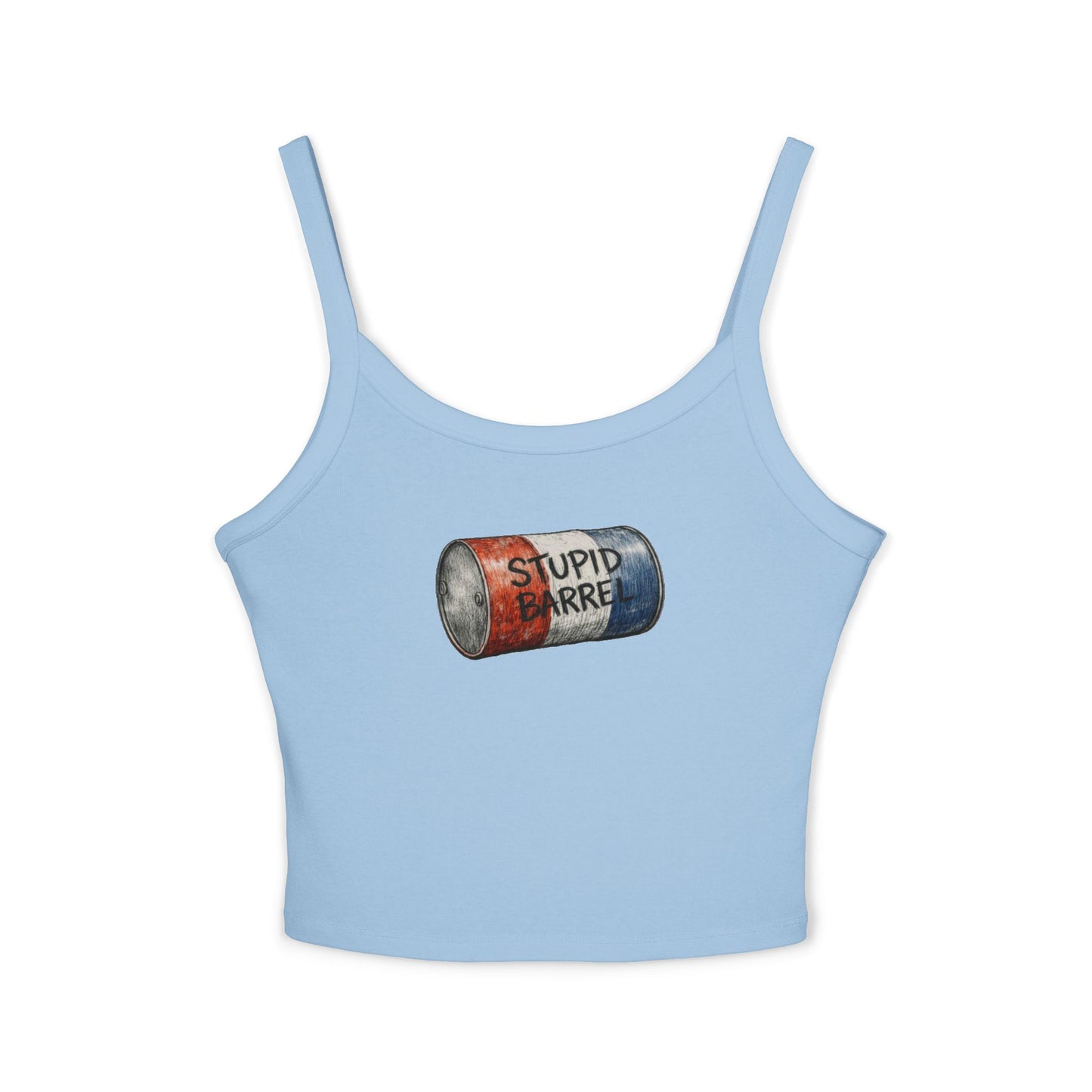 Stupid Barrel Graphic Cropped Tank — Women’s Spaghetti Strap Crop Top