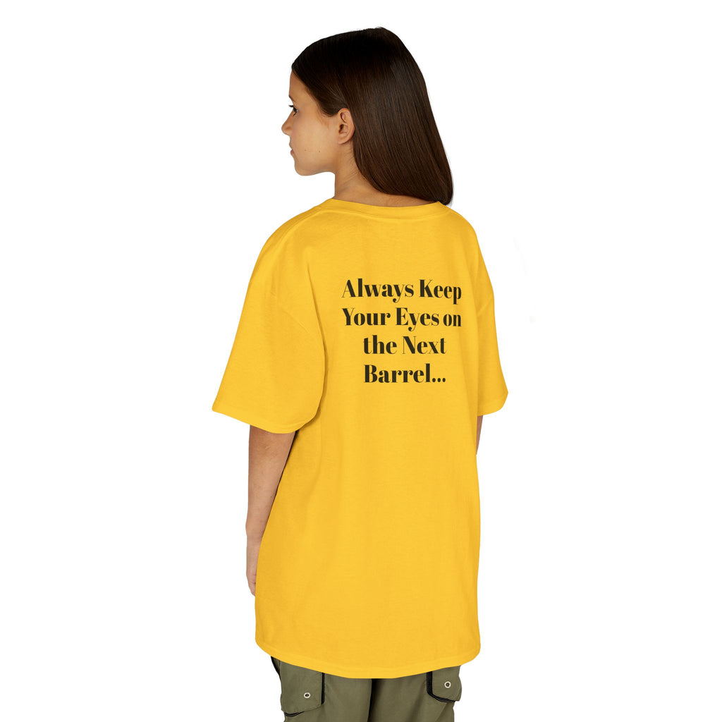 Kids T-Shirt — 'Always Keep Your Eye On the Next Barrel' Cowgirl Graphic