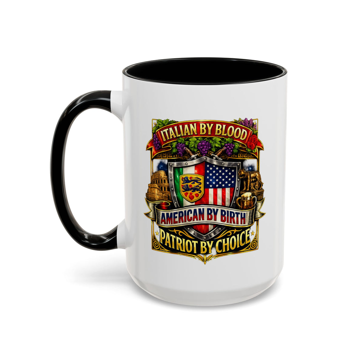 Italian by Blood American by Birth "Patriot by Choice" Accent Coffee Mug (11/15oz)