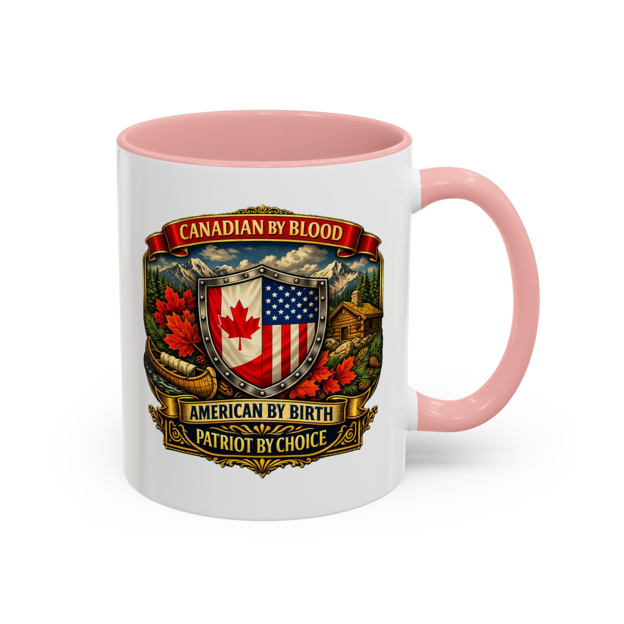Canadian/American Pride Coat of Arms Accent Coffee Mug (11/15oz)