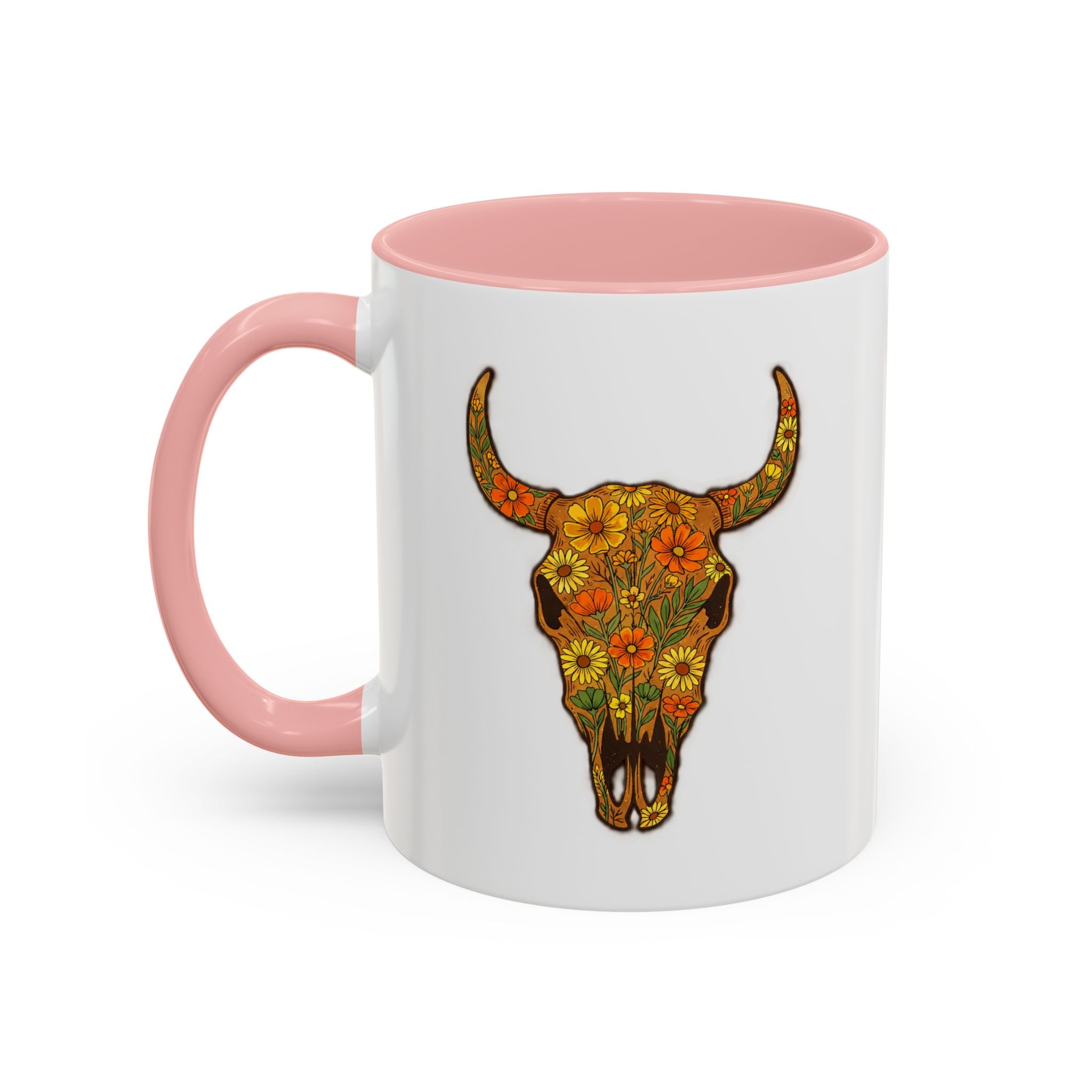 Copy of Turquoise Floral Bull Skull Coffee Mug — Southwestern Accent 11/15oz