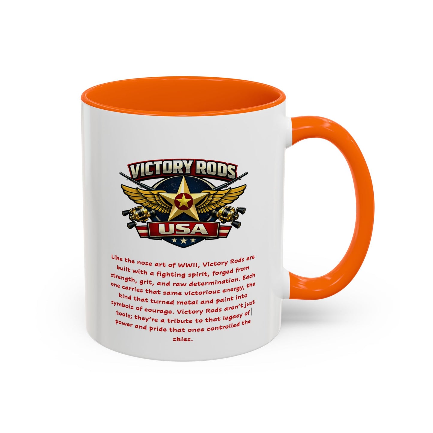 Victory Rods Sportfisherman's WWII Nose Art Pin-Up Illustration Mug | Ceramic Coffee Cup