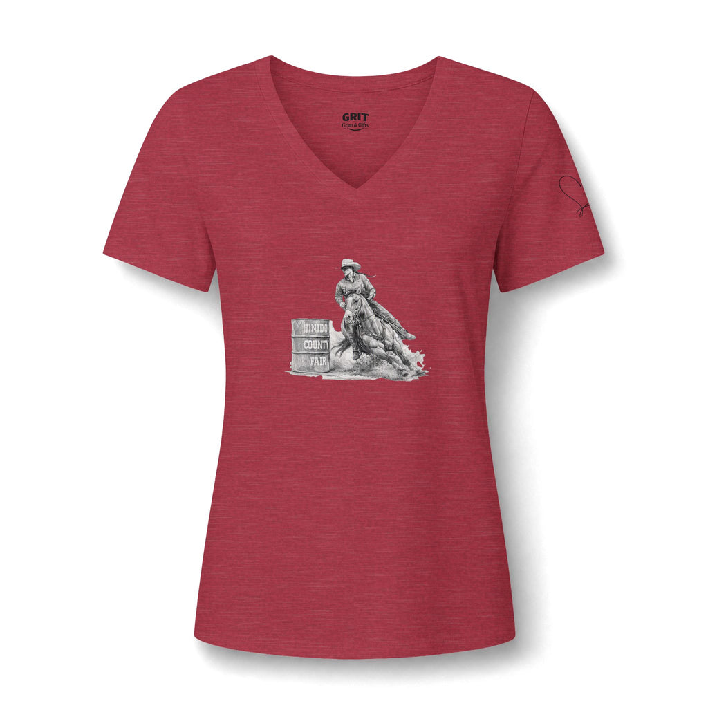 Cowgirl Barrel Racer V-Neck Tee — Rodeo Western Women's Shirt