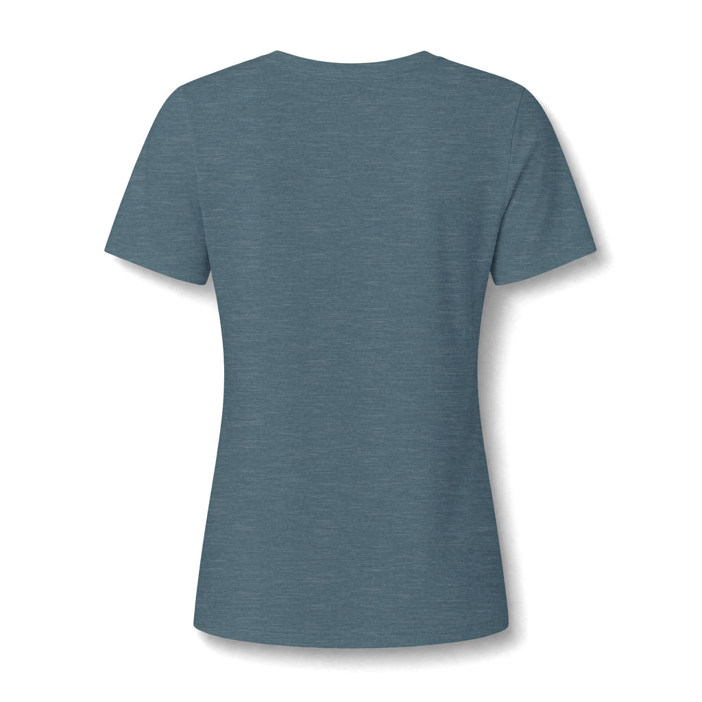 Women's V-Neck Tee — Floral Turquoise Bull Skull Graphic