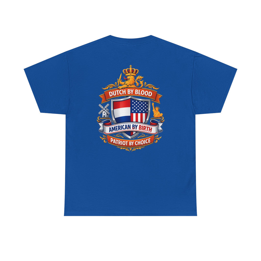 Dutch by Blood, American by Birth T-Shirt — Patriotic Netherlands USA Crest Tee