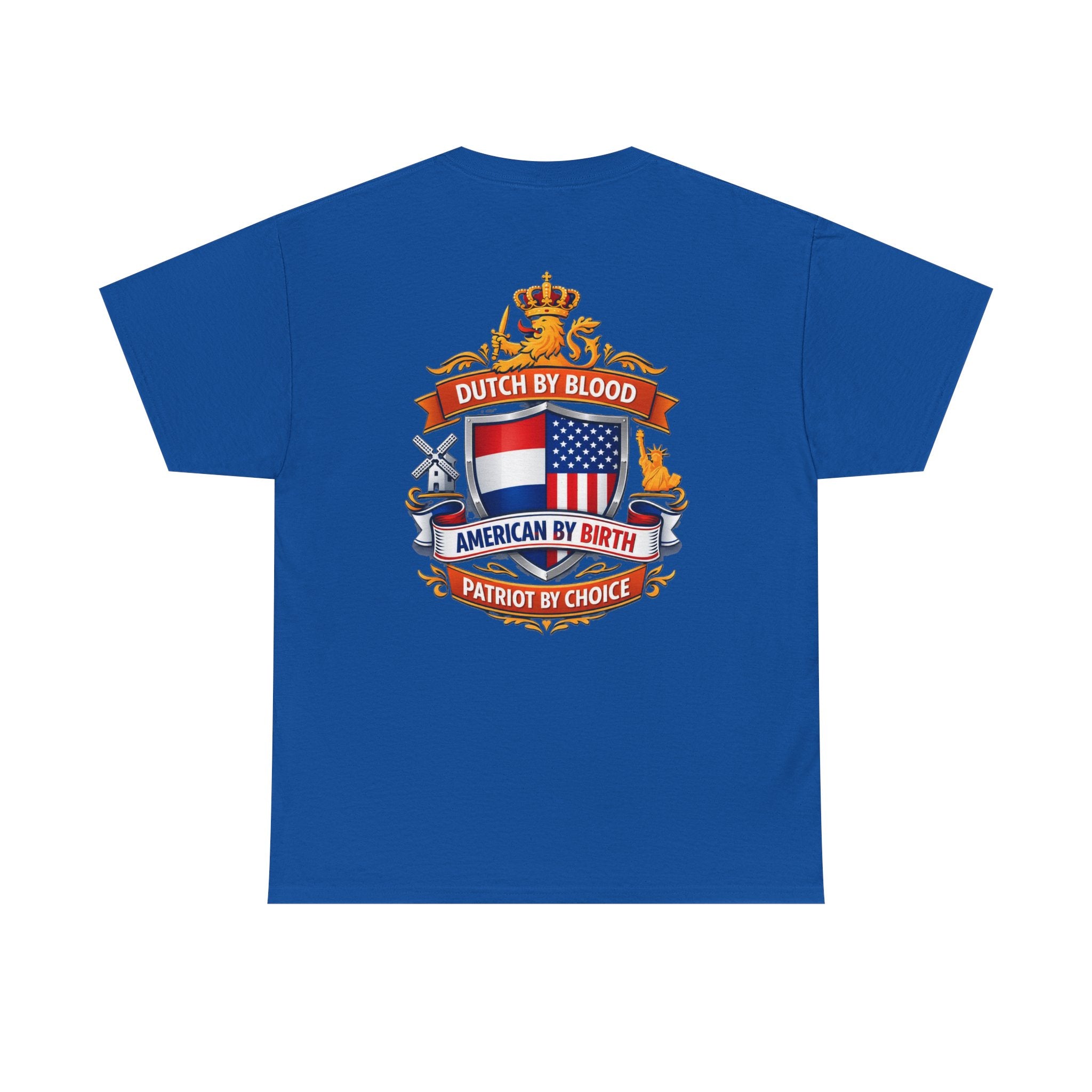 Dutch by Blood, American by Birth T-Shirt — Patriotic Netherlands USA Crest Tee