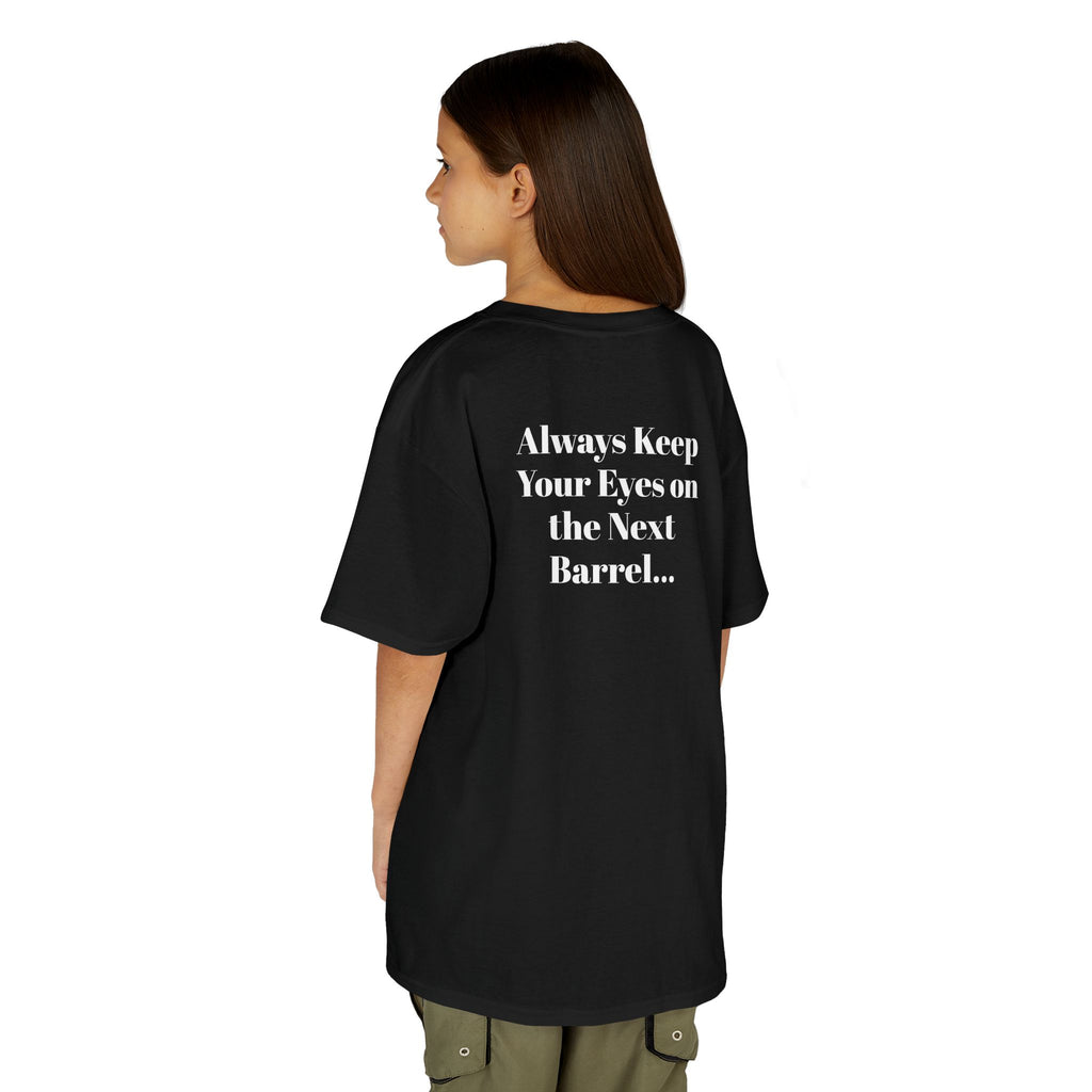 Kids T-Shirt — 'Always Keep Your Eye On the Next Barrel' Cowgirl Graphic