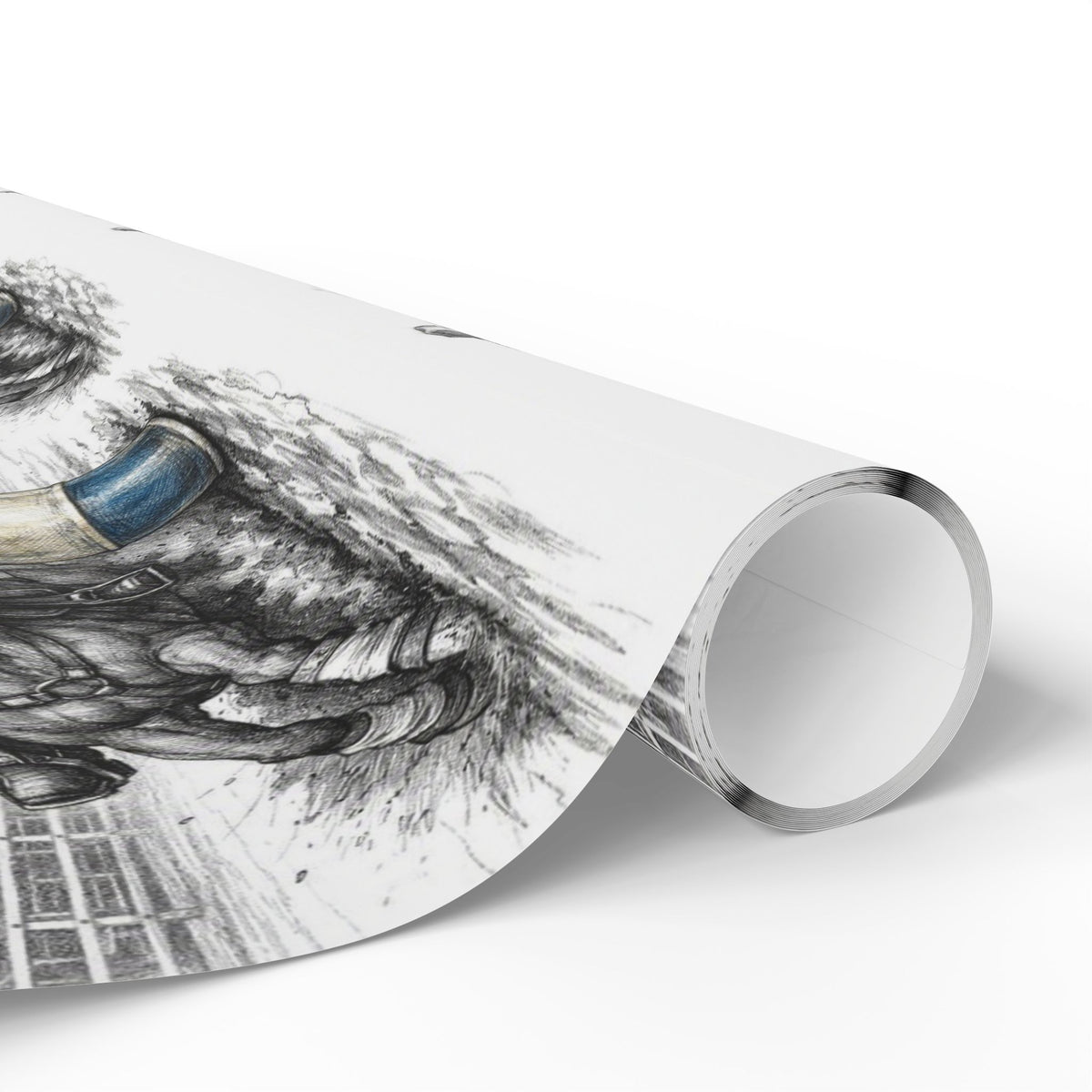 Barrel Racing Wrapping Paper Roll — Black Sketch Rodeo Gift Wrap