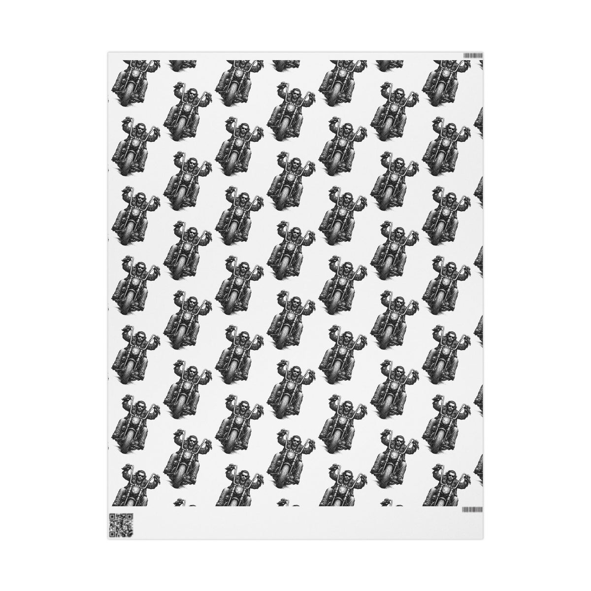 Vintage Biker Pattern Wrapping Paper — Black & White Holiday Gift Wrap