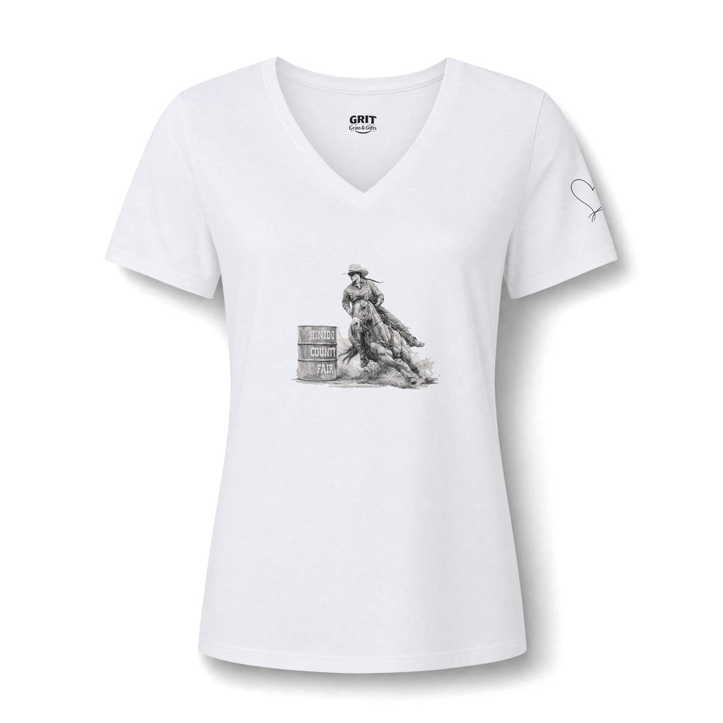Cowgirl Barrel Racer V-Neck Tee — Rodeo Western Women's Shirt