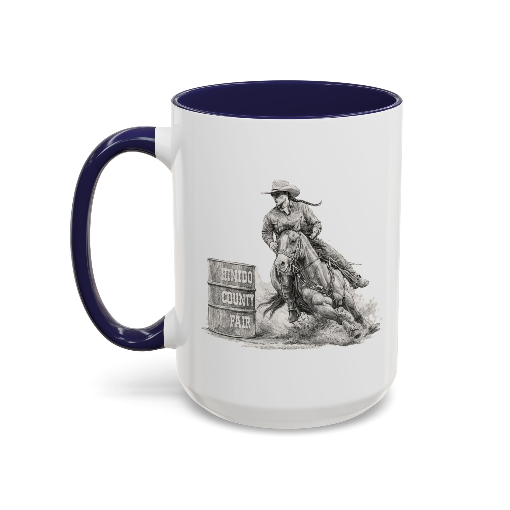Barrel Racing Coffee Mug — "Horse and Rider Focused on the Next Barrel"