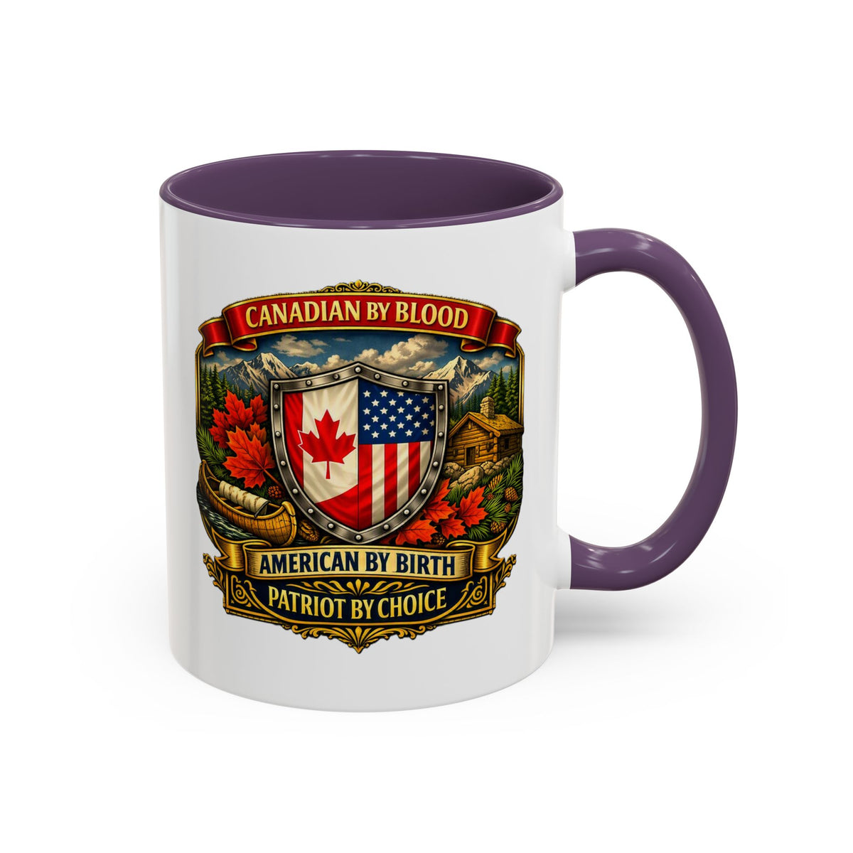 Canadian/American Pride Coat of Arms Accent Coffee Mug (11/15oz)