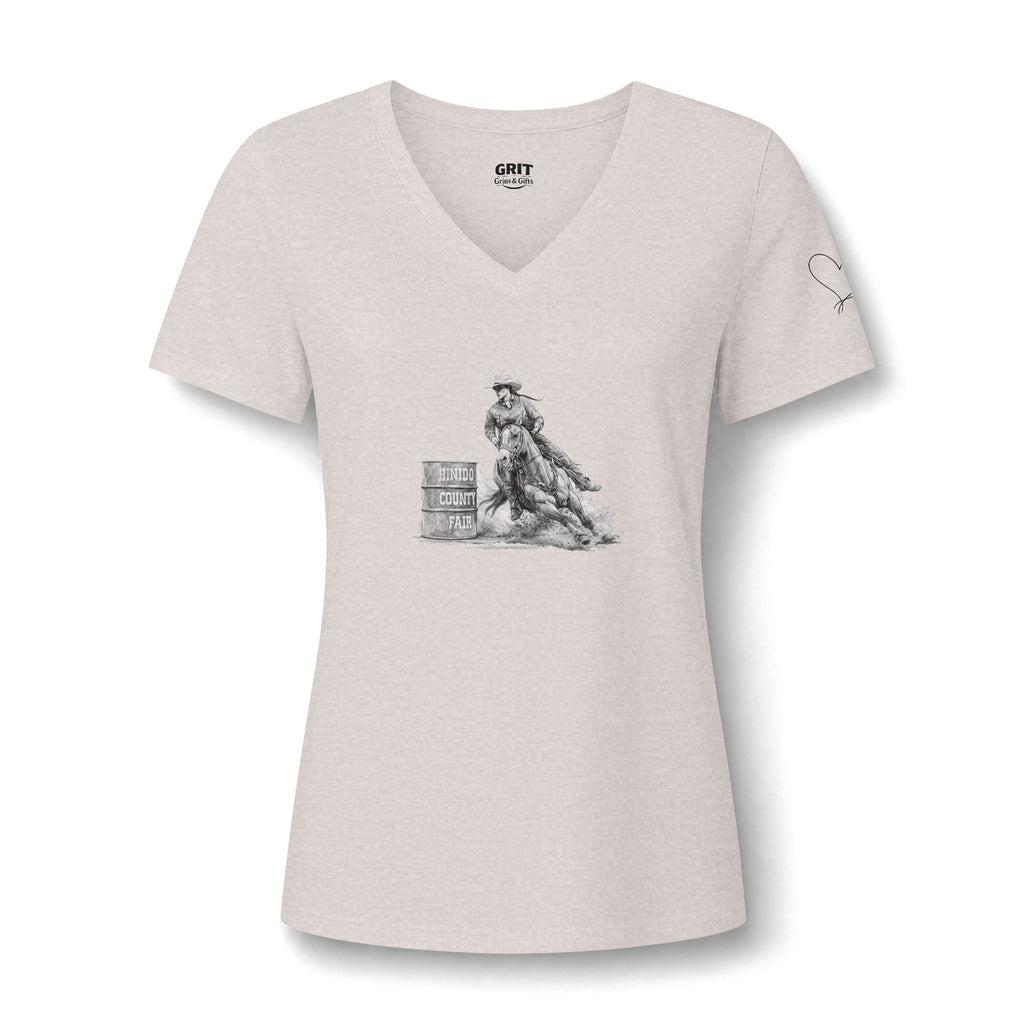 Cowgirl Barrel Racer V-Neck Tee — Rodeo Western Women's Shirt