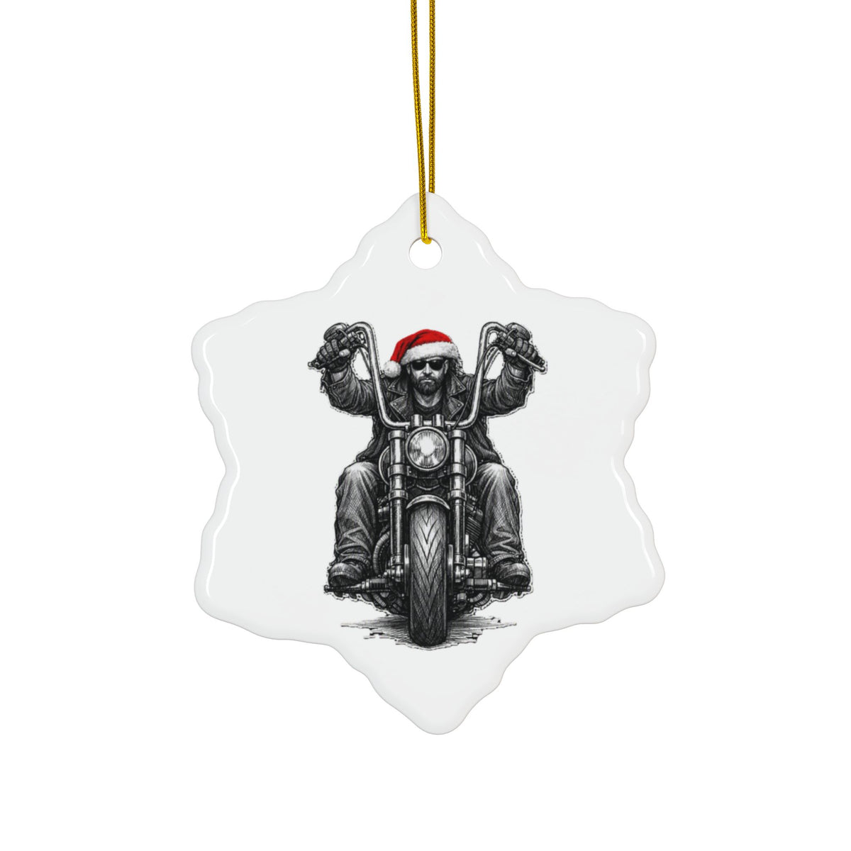 Copy of Biker Motorcycle Ceramic Ornament — Double-Sided Round Holiday Decoration
