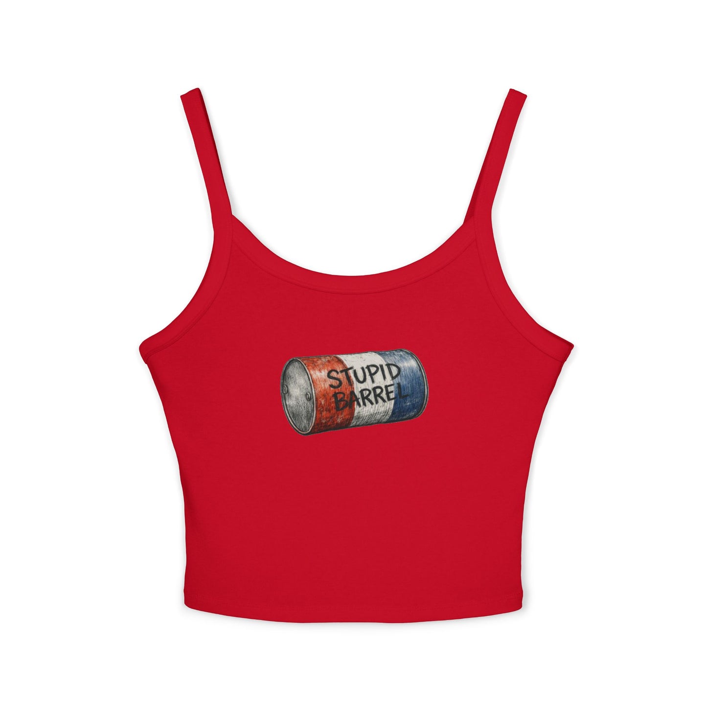 Stupid Barrel Graphic Cropped Tank — Women’s Spaghetti Strap Crop Top
