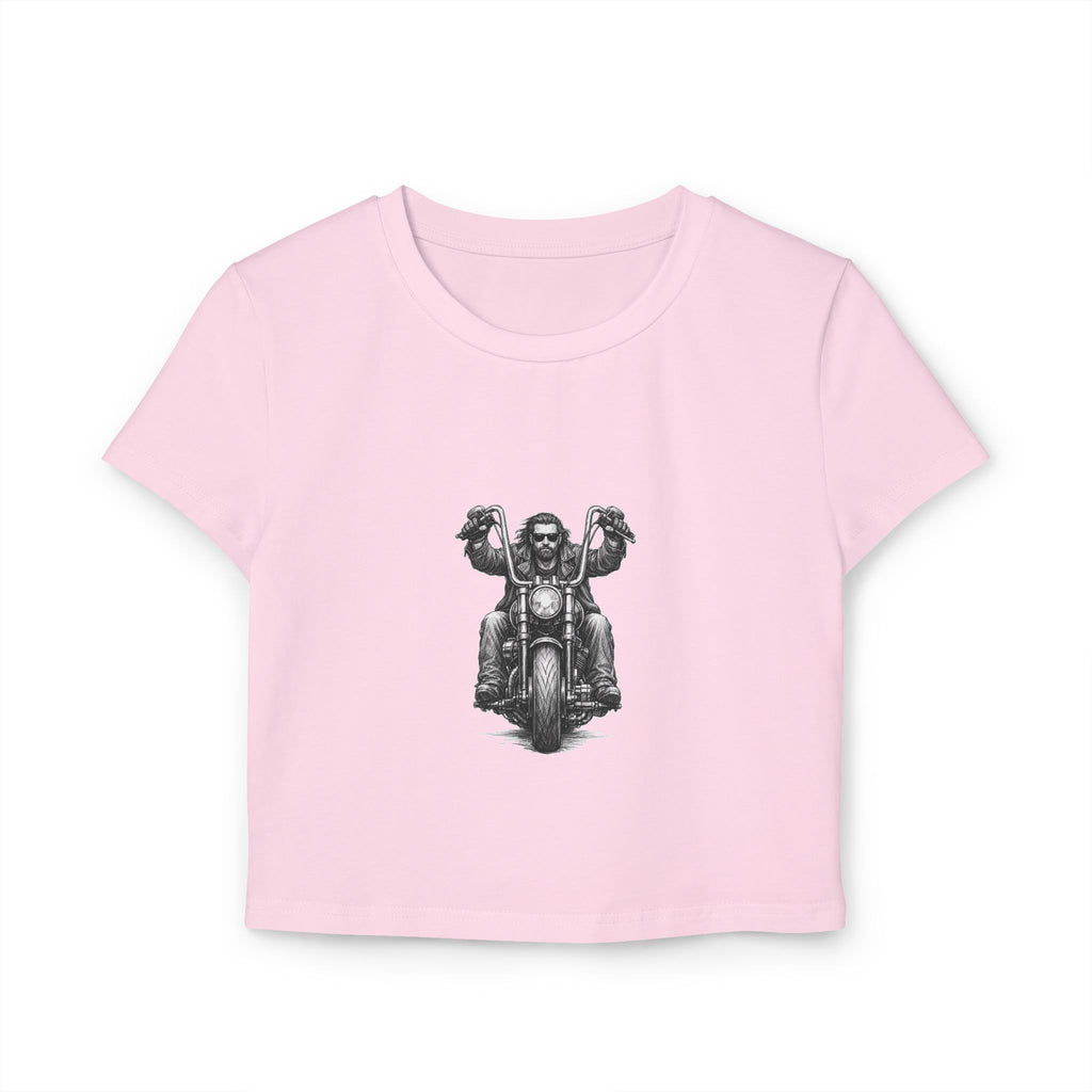 Biker Women's Baby Tee — Vintage "BBBAD" Design