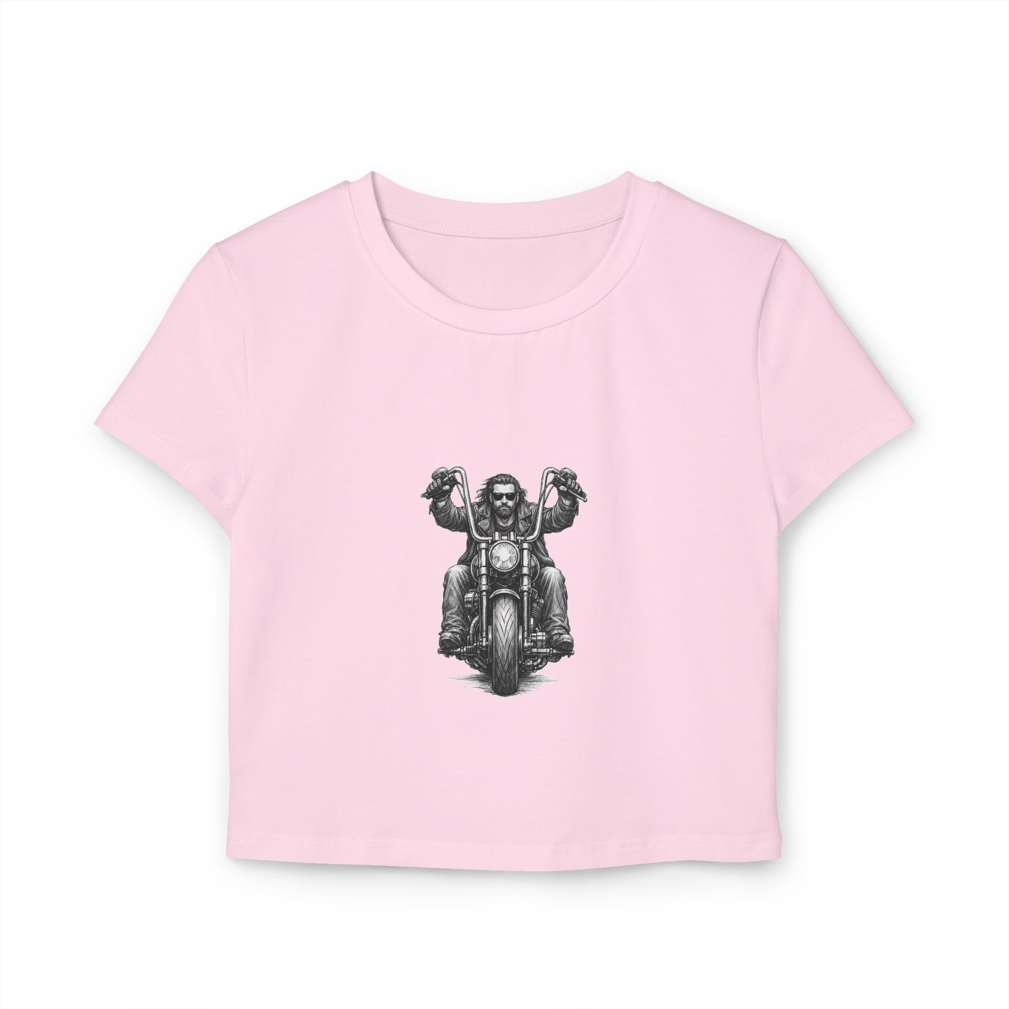 Biker Women's Baby Tee — Vintage "BBBAD" Design