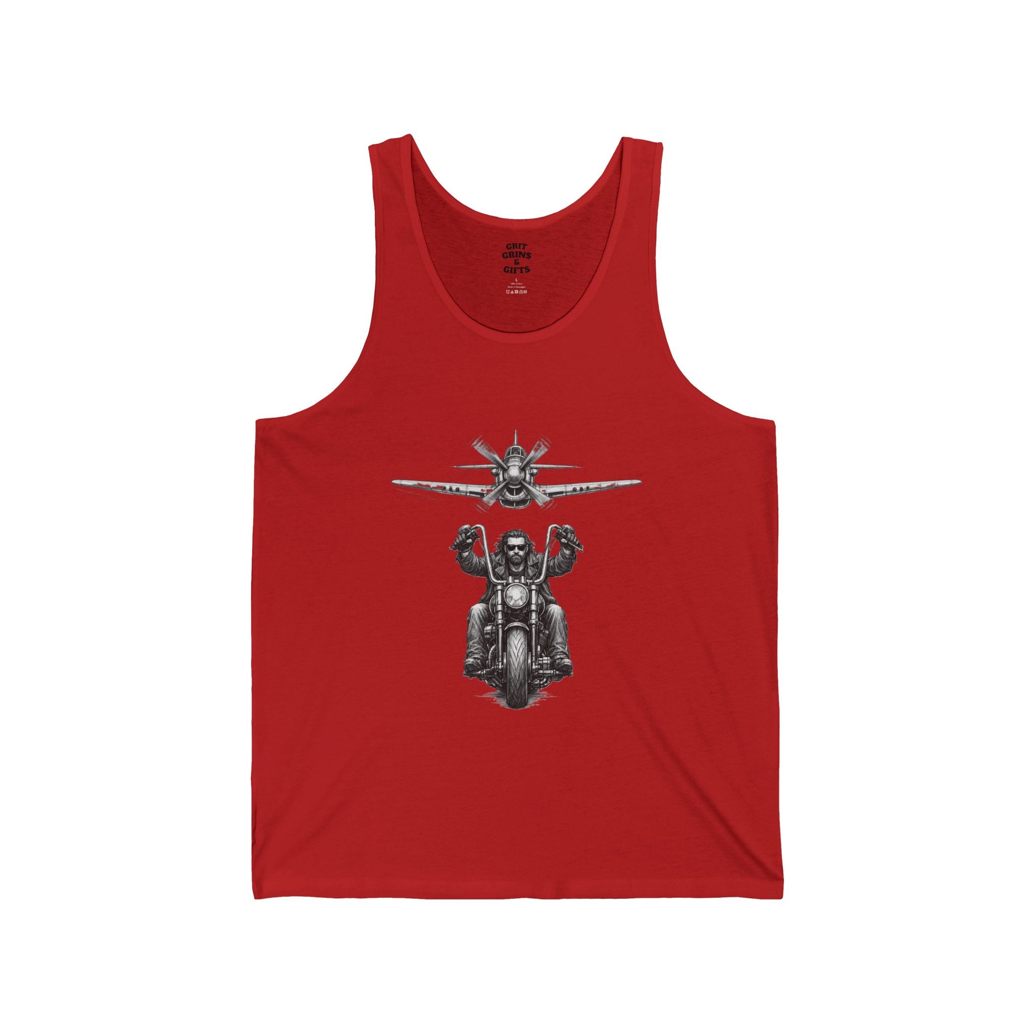 Freedom Flyer Tank Top — Eagle, Motorcycle & P-51 Plane Patriotic Graphic Tank