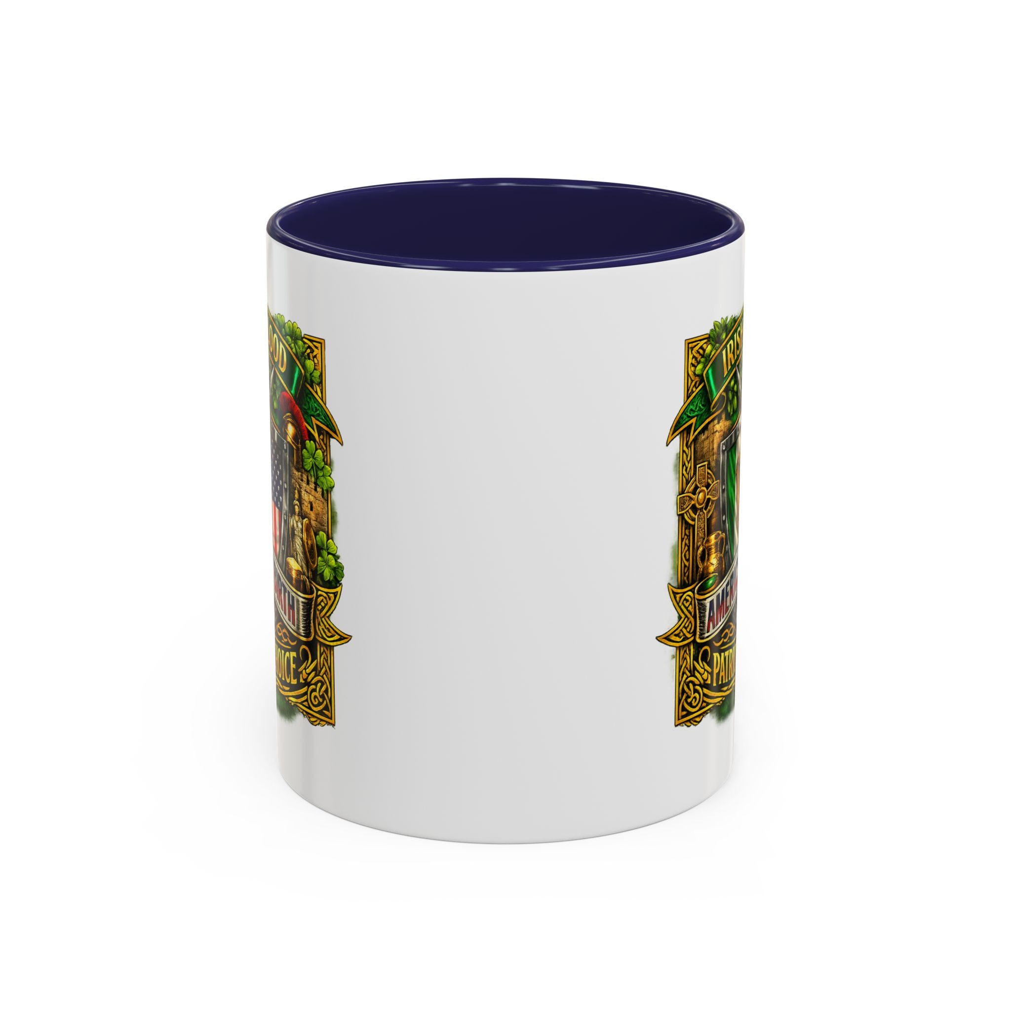 Irish Pride Coffee Mug — "Irish by Blood, American by Birth, Patriot by Choice" Patriotic Ceramic Mug