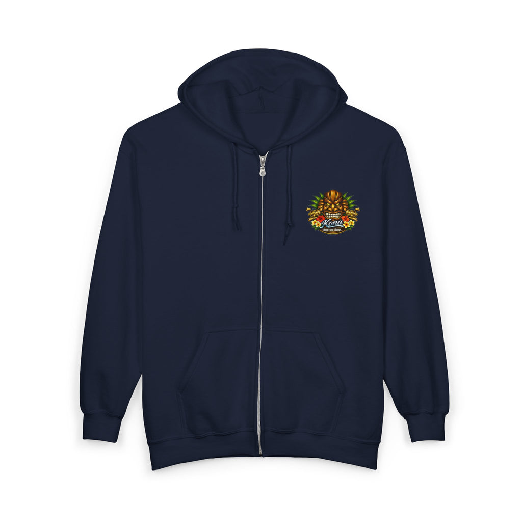 Kona Kustom Rods - Full-Zip Hoodie – Retro 'Battle Born' Vintage Pinup Graphic Zip-Up Sweatshirt