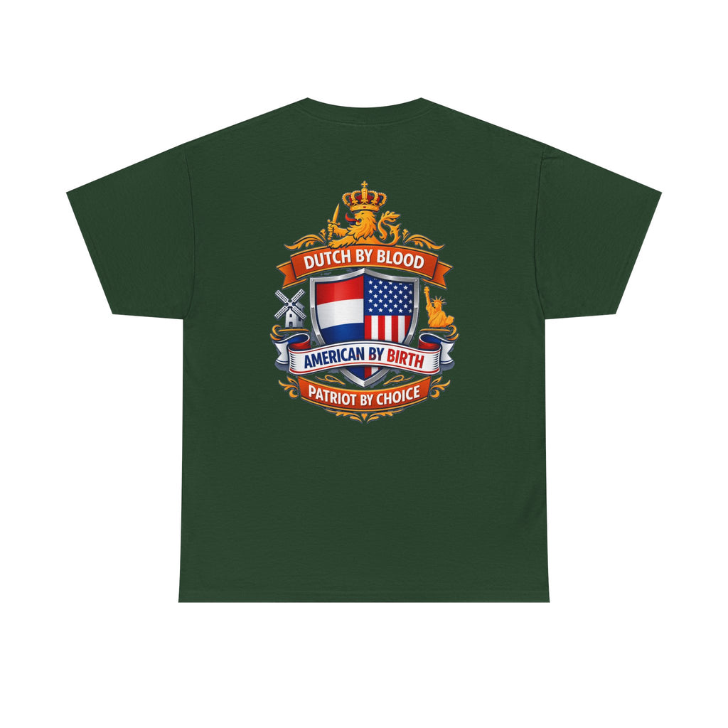 Dutch by Blood, American by Birth T-Shirt — Patriotic Netherlands USA Crest Tee