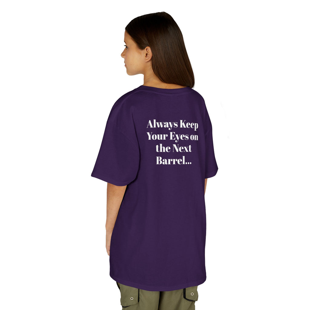 Kids T-Shirt — 'Always Keep Your Eye On the Next Barrel' Cowgirl Graphic