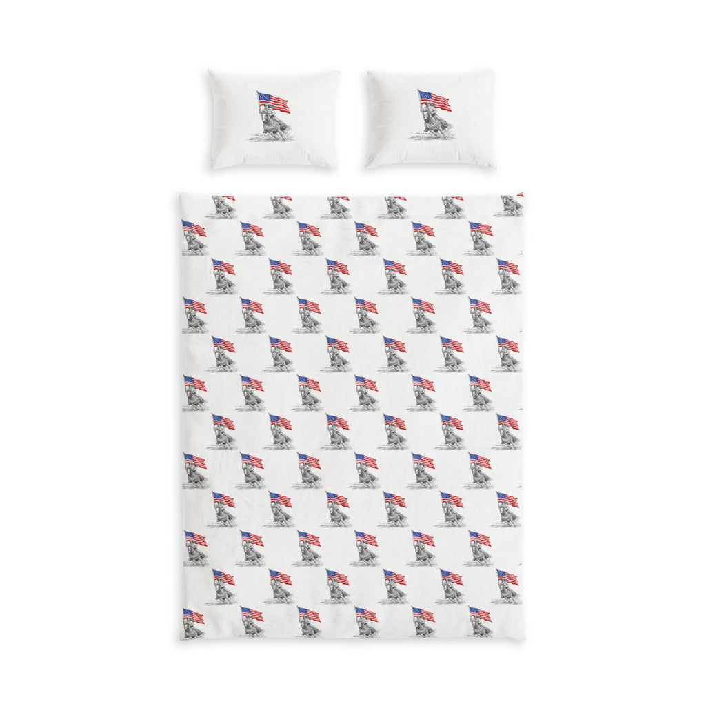 Patriotic Rodeo Grand Entry Cotton Bed Set — Vintage Flag & Rodeo Quenn Pattern Bedding
