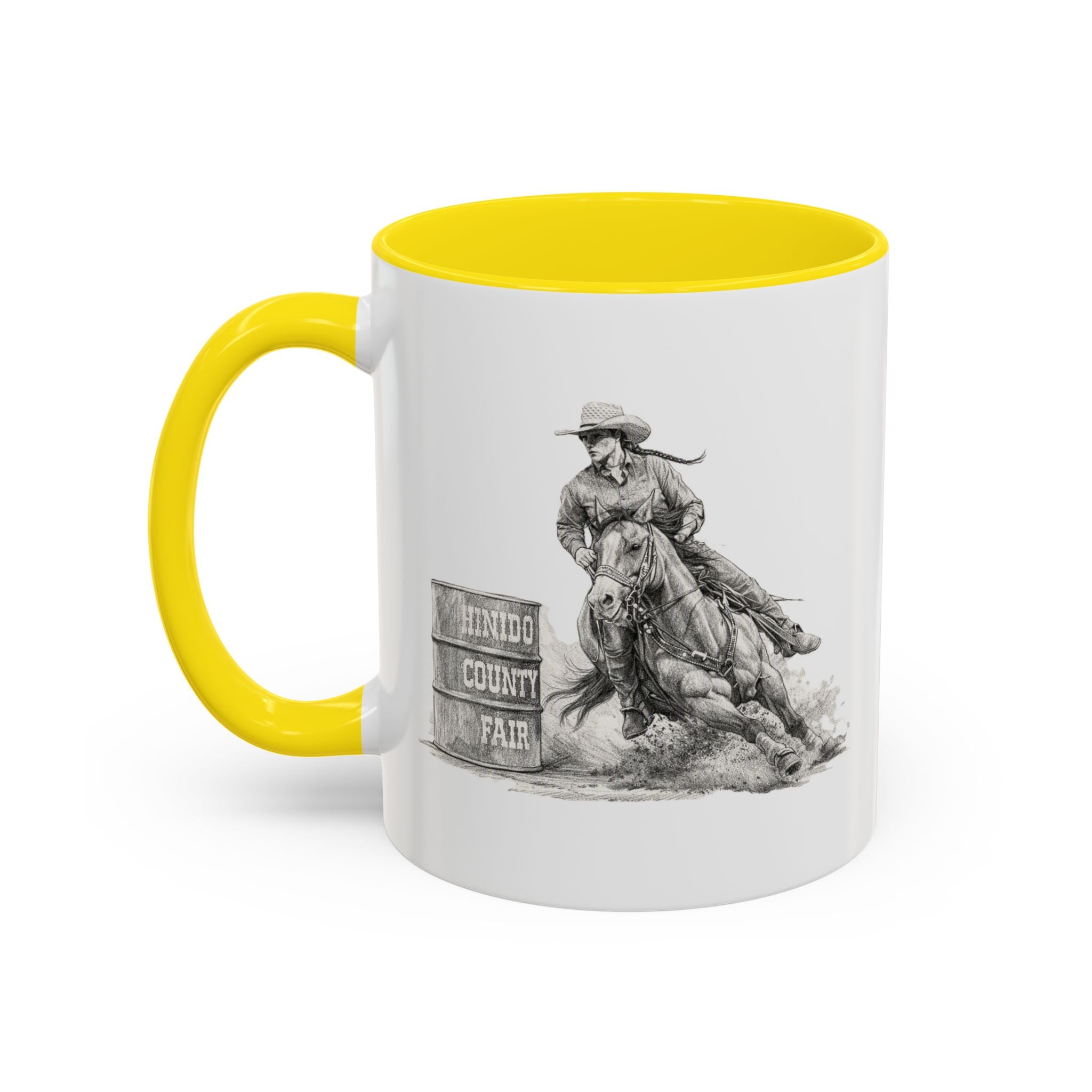 Barrel Racing Coffee Mug — "Horse and Rider Focused on the Next Barrel"
