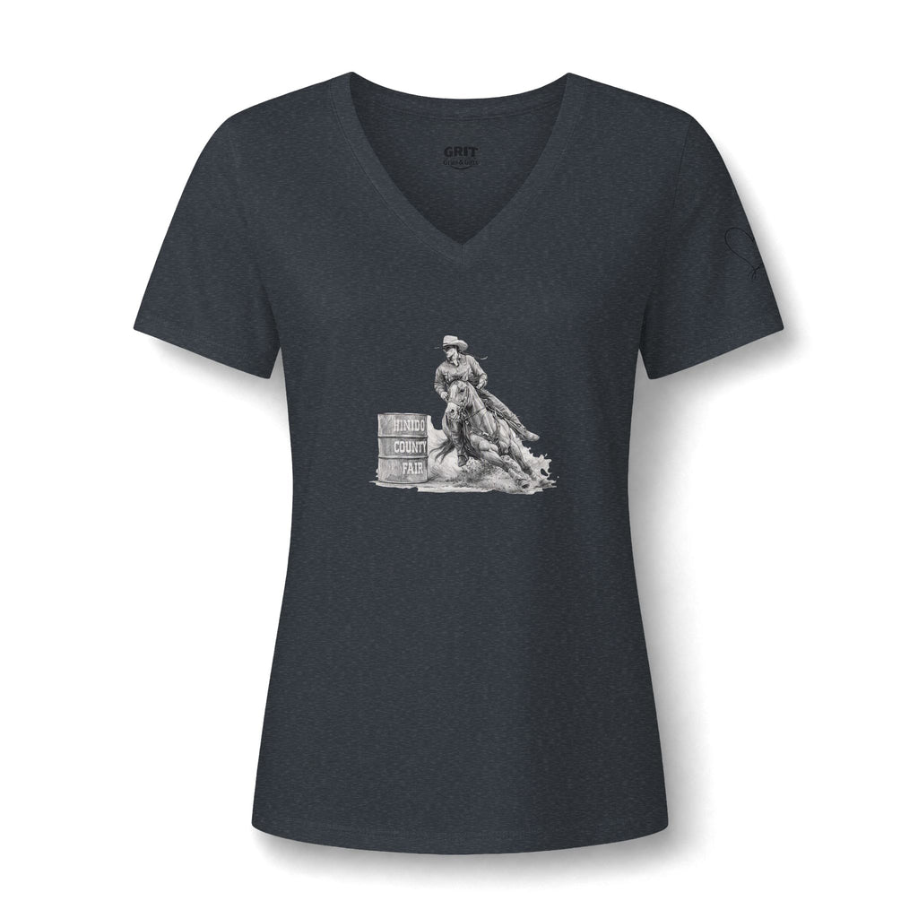 Cowgirl Barrel Racer V-Neck Tee — Rodeo Western Women's Shirt