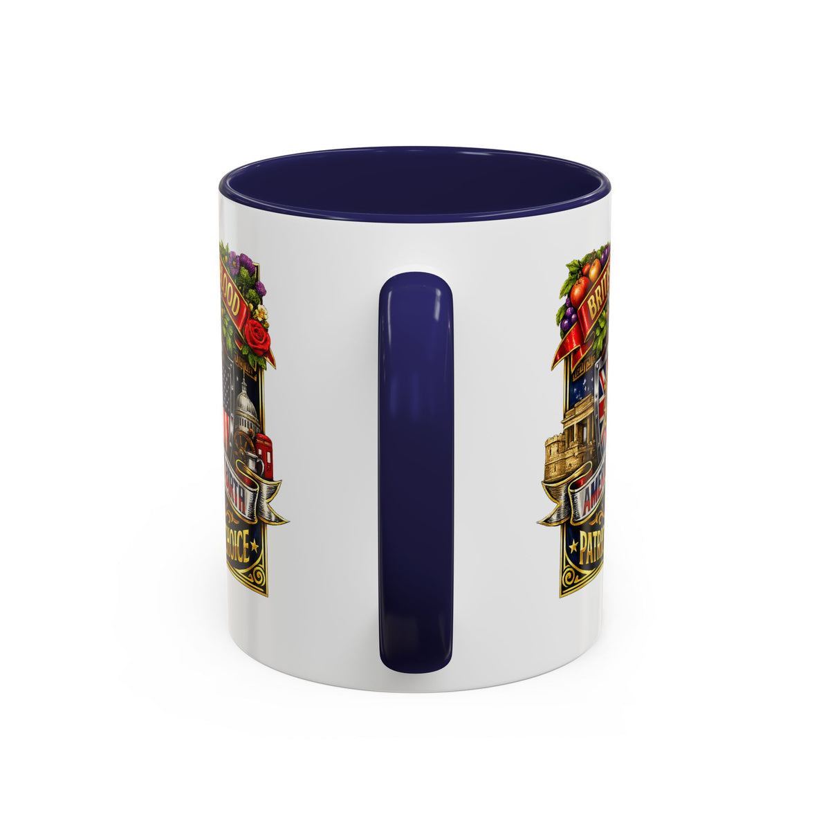 British Pride Coffee Mug — "British by Blood, American by Birth, Patriot by Choice" Patriotic Ceramic Mug